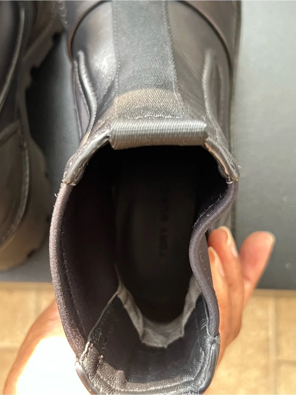 Tory Burch Black Leather Lug Sole Chelsea Boots